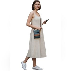 Vintage J.G. Hook Elegant Green and Brown Crosdbody Small Bag With Wallet Inside